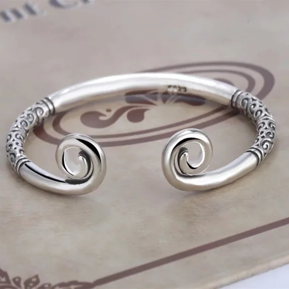 !NEW Heavy 925 Sterling Silver Swirl Cuff | Adjustable Bracelet - Picture 1 of 15